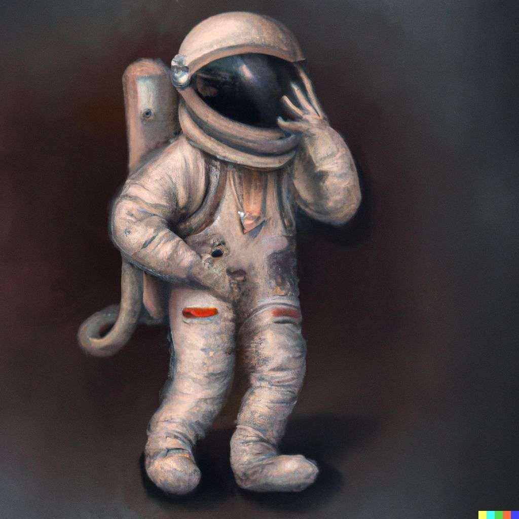 an astronaut, digital art, steampunk